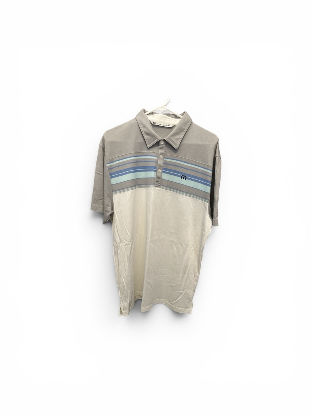 Travis Mathew Men's Two-Tone Polo Shirt with Blue Stripe Accent